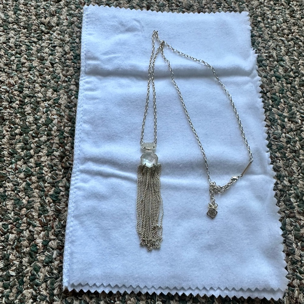 Kendra Scott white two stone necklace with tassels